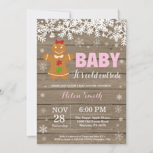 Baby its Cold Outdoor Gingerbread Man Baby Shower Einladung (Vorderseite)