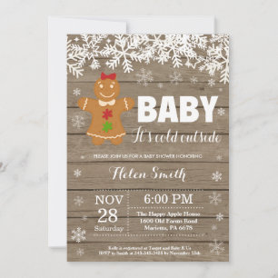 Baby its Cold Outdoor Gingerbread Man Baby Shower Einladung