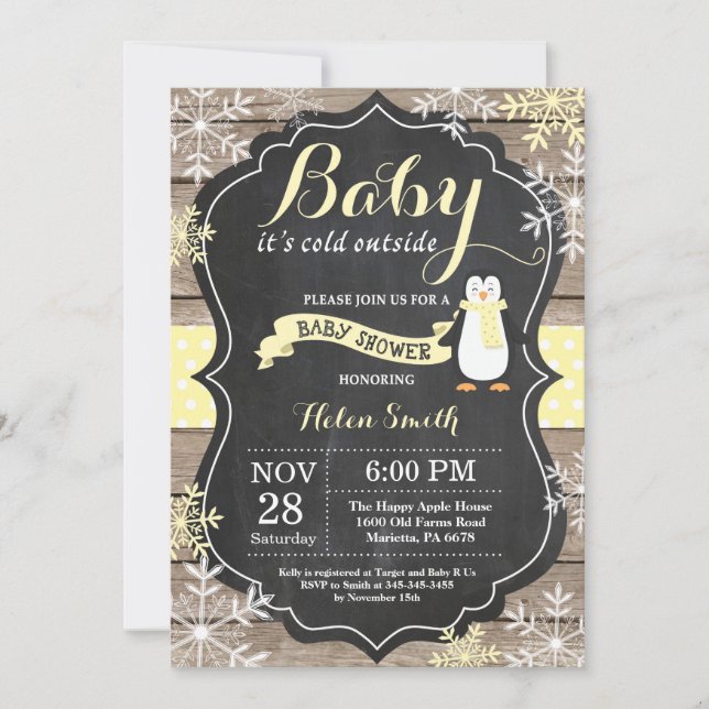Baby its Cold Outdoor Pinguin Baby Shower Einladung (Vorderseite)