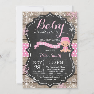 Baby its Cold Outdoor Pink Girl Baby Shower Einladung