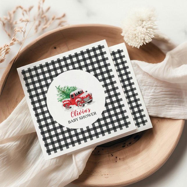 Baby its Cold Outdoor Red Truck Baby Shower Serviette (Von Creator hochgeladen)