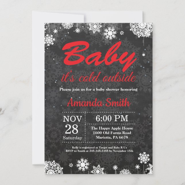 Baby its Cold Outdoor Snowflake Baby Shower Einladung (Vorderseite)