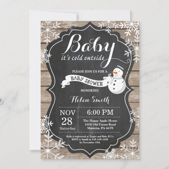 Baby its Cold Outdoor Snowman Baby Shower Einladung (Vorderseite)