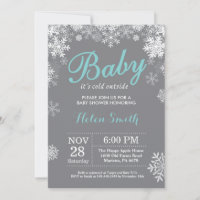 Baby its Cold Outdoor Winter Aqua Baby Shower