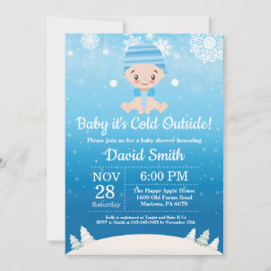 Baby its Cold Outdoor Winter Boy Baby Shower Einladung