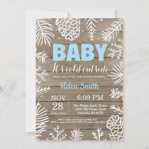 Baby its Cold Outdoor Winter Boy Baby Shower Einladung
