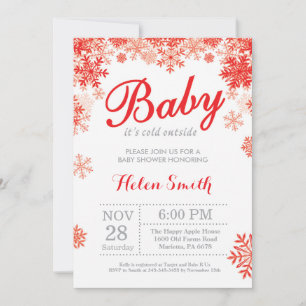 Baby its Cold Outdoor Winter Red Baby Shower Einladung