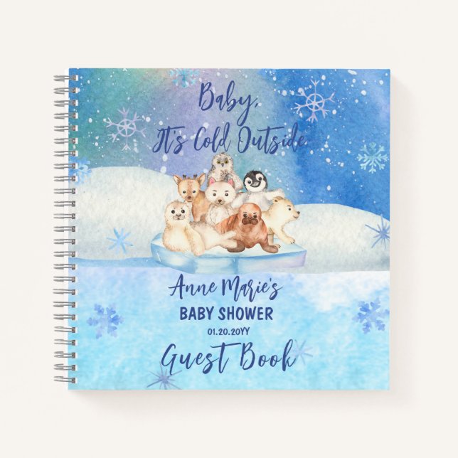 Baby It's Cold Outside Arctic Animals Baby Shower Notizbuch (Vorderseite)