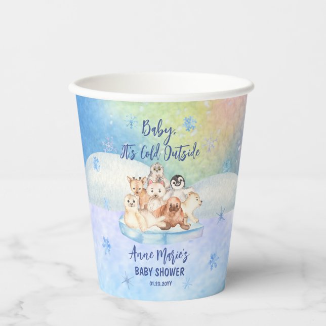 Baby It's Cold Outside Arctic Animals Baby Shower Pappbecher (Vorderseite)