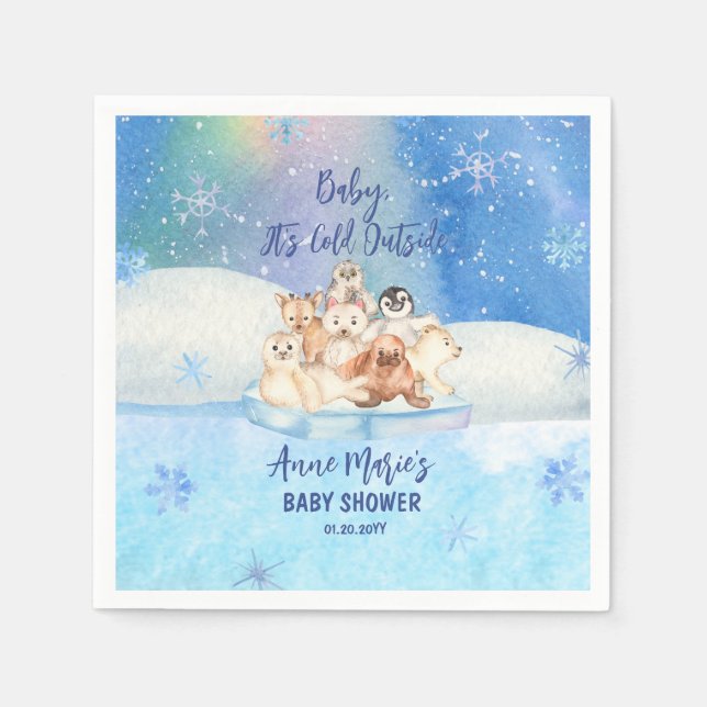 Baby It's Cold Outside Arctic Animals Baby Shower Serviette (Vorderseite)