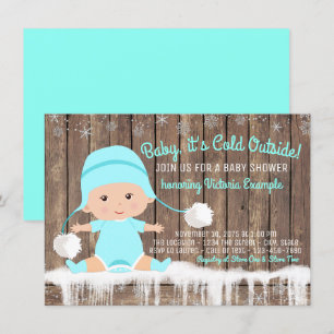Baby its Cold Outside Baby Dusche Aquamarin Blue Einladung