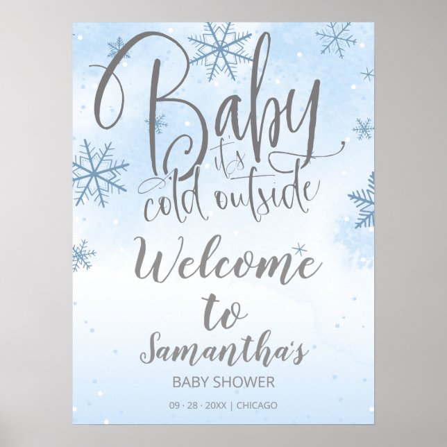 Baby It's Cold Outside Baby Dusche Begrüßungszeich Poster (Vorne)