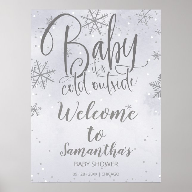 Baby It's Cold Outside Baby Dusche Begrüßungszeich Poster (Vorne)