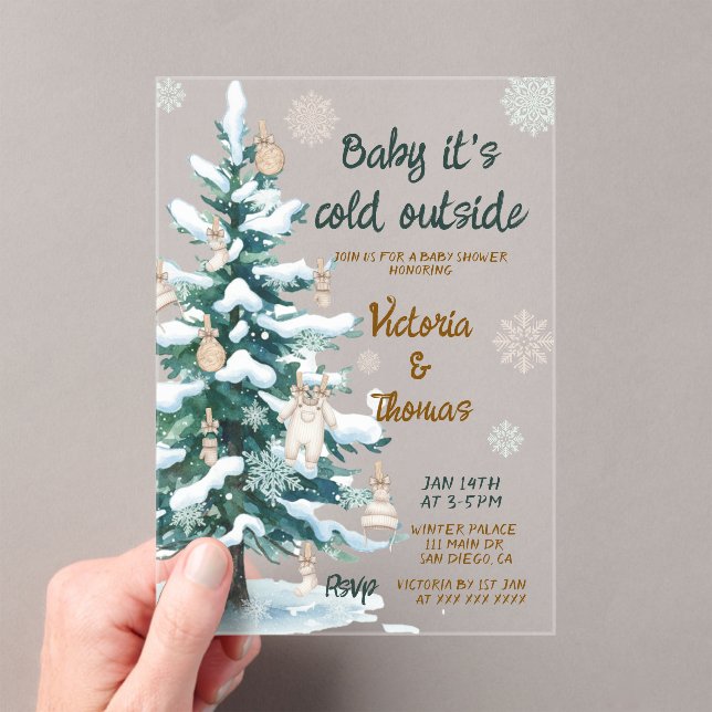 Baby It's Cold Outside Baby Shower Acryleinladungen (Insitu (Handheld))