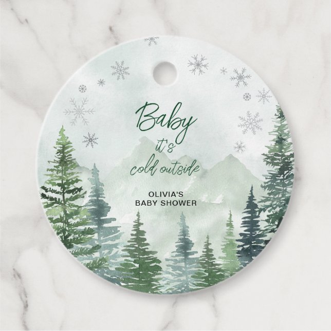 Baby it's Cold Outside Baby Shower Geschenkanhänger (Vorderseite)