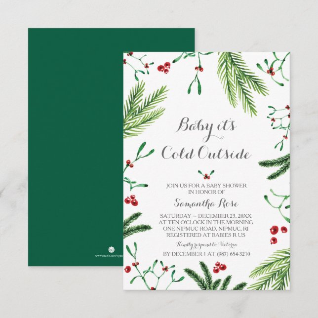 Baby It's Cold Outside Baby shower Invitation (Devant / Derrière)