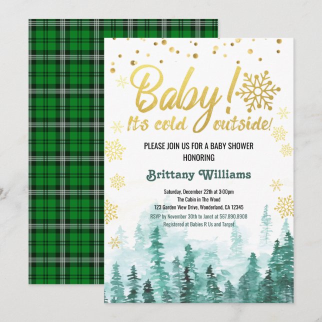 Baby It's Cold Outside Baby shower Invitation (Devant / Derrière)
