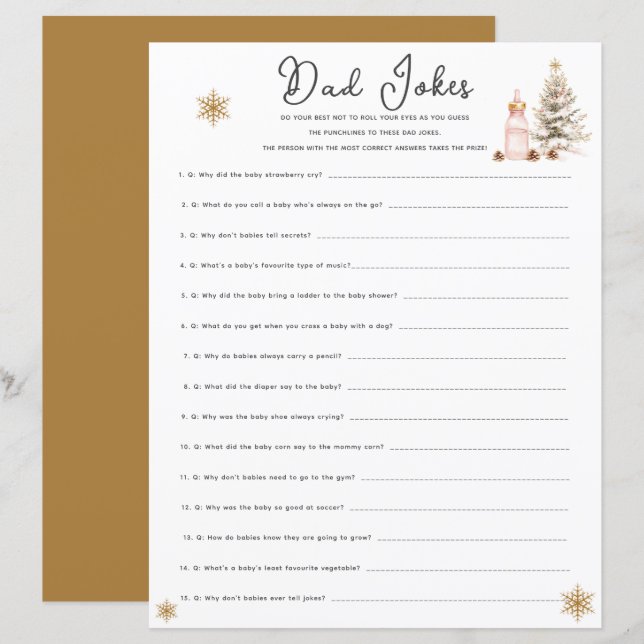 Baby It's Cold Outside Baby Shower Vater Jokes Gam (Vorne/Hinten)