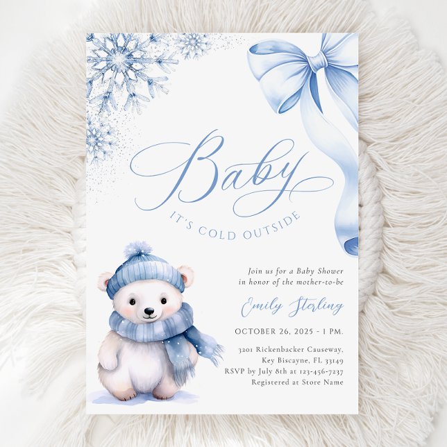 Baby It's Cold Outside Bear Baby Shower Einladung (Von Creator hochgeladen)