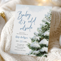 Baby It's Cold Outside Blaue Babyparty-Einladung