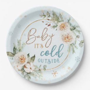 Baby It's Cold Outside Blaue Winter-Sprinkle-Party Pappteller