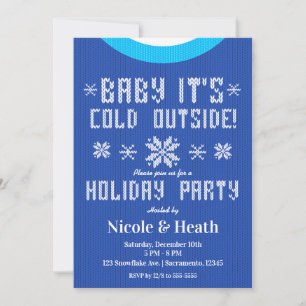 Baby It's Cold Outside Blauer Pullover Weihnachtsf Einladung