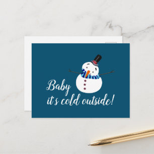 Baby It's Cold Outside, Blauer Schneemann Postkarte