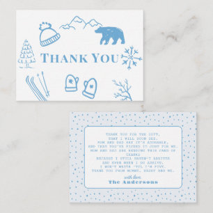Baby It's Cold Outside Blaues Babyshower-Dankeschö Mitteilungskarte