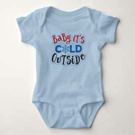 Baby It's Cold Outside Blue Baby Bodysuit Strampler