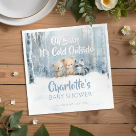 Baby it's cold outside Blue Forest Baby Shower  Serviette