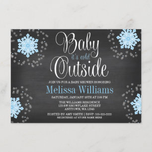 Baby It's Cold Outside Blue Snowflakes Baby Dusche Einladung