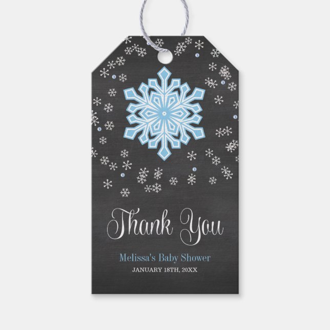Baby It's Cold Outside Blue Snowflakes Baby Dusche Geschenkanhänger (Vorderseite)