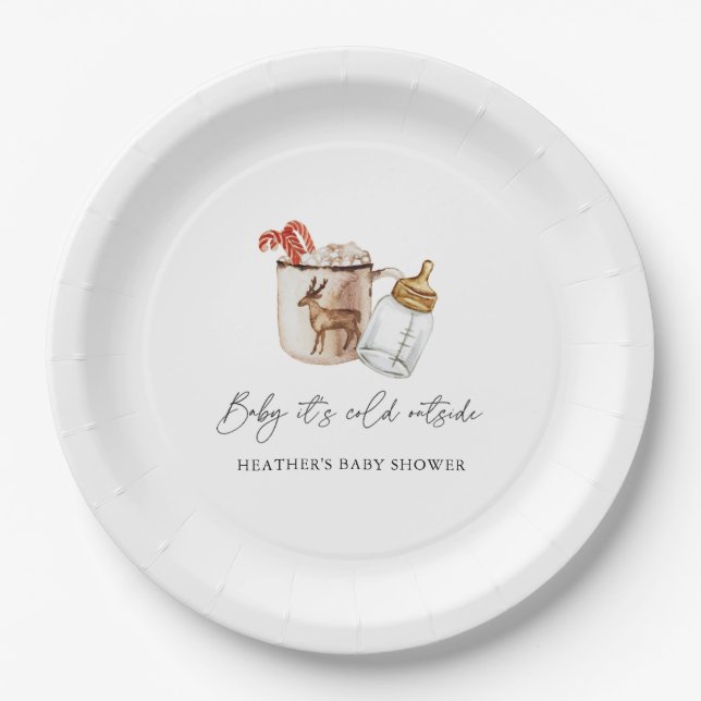 Baby It's Cold Outside Cosy Winter Baby Dusche Pappteller (Vorderseite)