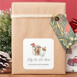 Baby It's Cold Outside Cosy Winter Baby Dusche Quadratischer Aufkleber