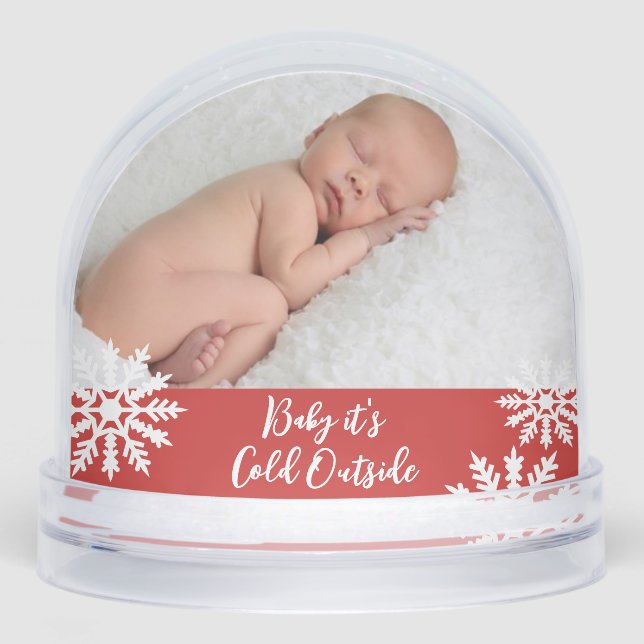 Baby it's Cold Outside Double Photo Schneekugeln (Vorderseite)