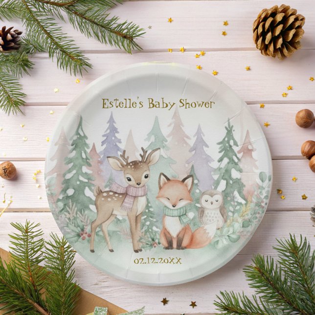 Baby It's Cold Outside Eleganter Winterwald  Pappteller (Von Creator hochgeladen)