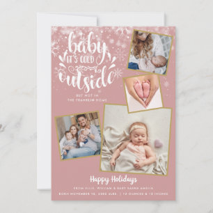 Baby It's Cold Outside Foto Girl Holiday Birth Ankündigung