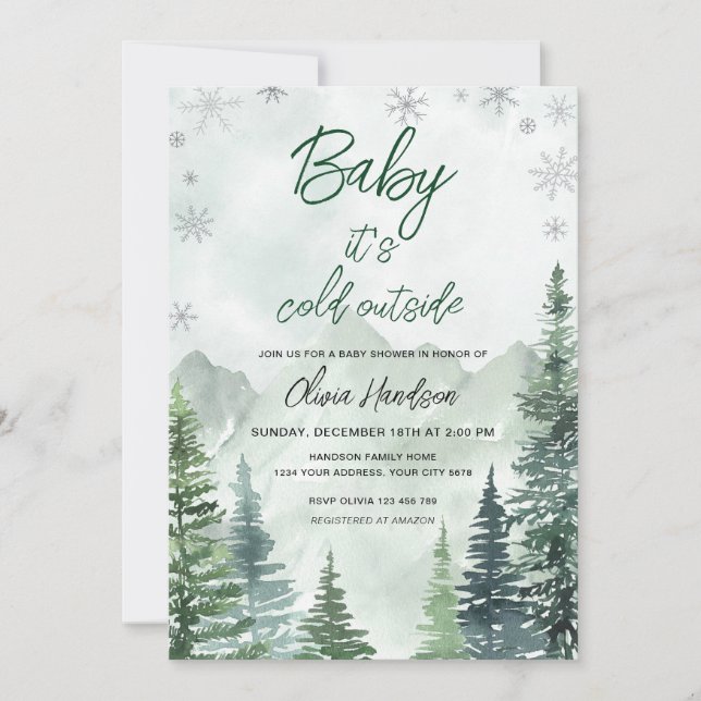 Baby its cold outside Gender neutral baby shower Einladung (Vorderseite)