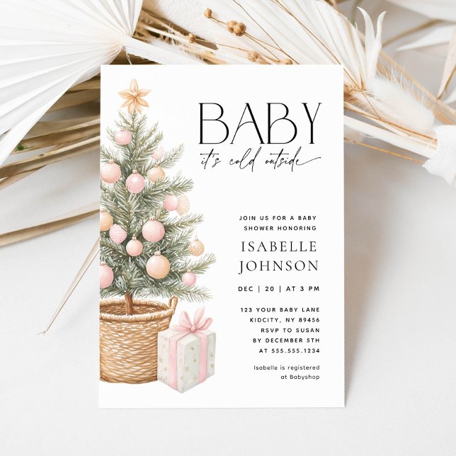 Baby It's Cold Outside Girl Christmas Baby Shower Einladung (Von Creator hochgeladen)