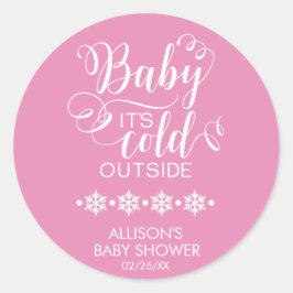 Baby It's Cold Outside Girls Baby Shower Sticker