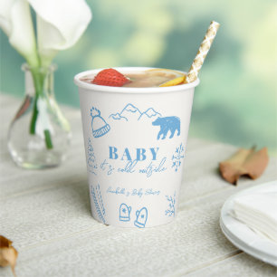 Baby It's Cold Outside Handgezeichnete Blaue Babyp Pappbecher