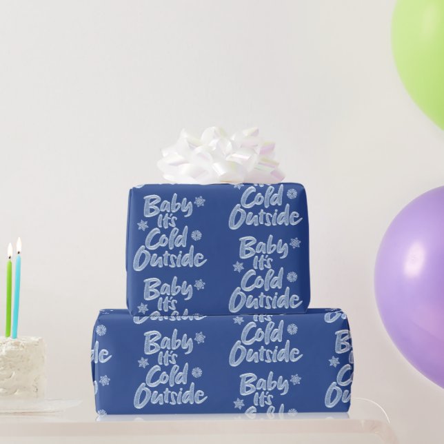 Baby It's Cold Outside Icy Blue Frozen Weihnachten Geschenkpapier (Partygeschenke)