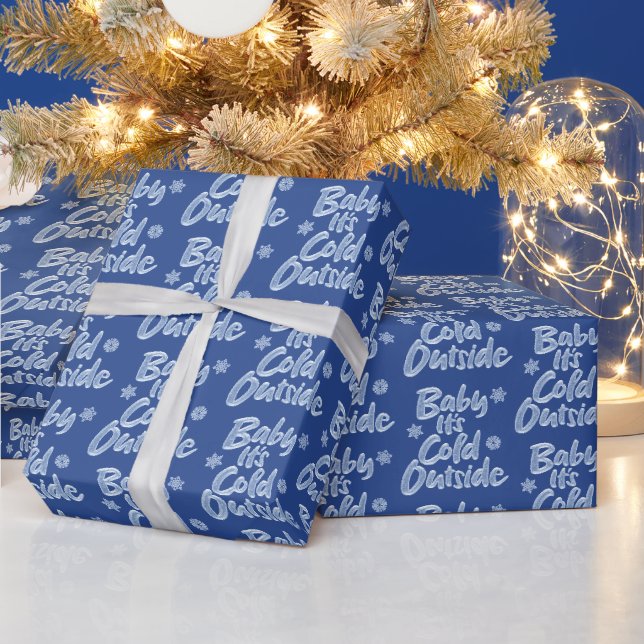 Baby It's Cold Outside Icy Blue Frozen Weihnachten Geschenkpapier (Feiertage)