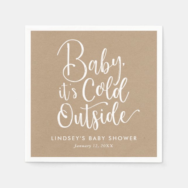 Baby It's Cold Outside Imitats Kraft Baby Shower Serviette (Vorderseite)