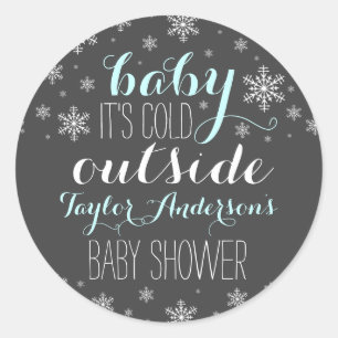 Baby it's Cold Outside - Jungen-Baby-Party-Aufkleb Runder Aufkleber
