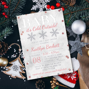 Baby It's Cold Outside Mädchen Winter-Baby-Party Folieneinladung