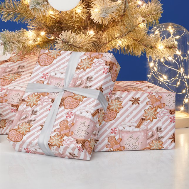 Baby It's Cold Outside mit Streifen Geschenkpapier (Feiertage)