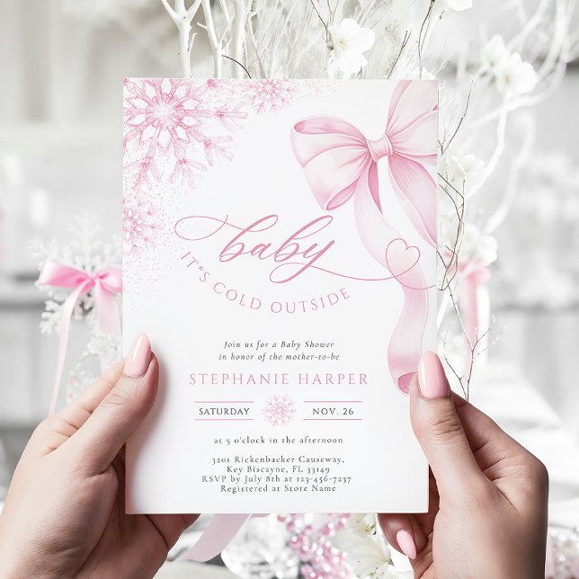 Baby It's Cold Outside Pink Baby Dusche Einladung (Von Creator hochgeladen)