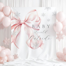 Baby It's Cold Outside Pink Bow Backdrop Wandteppich