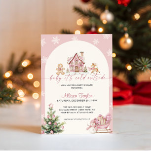 Baby It's Cold Outside Pink Girl Baby-Party Einladung